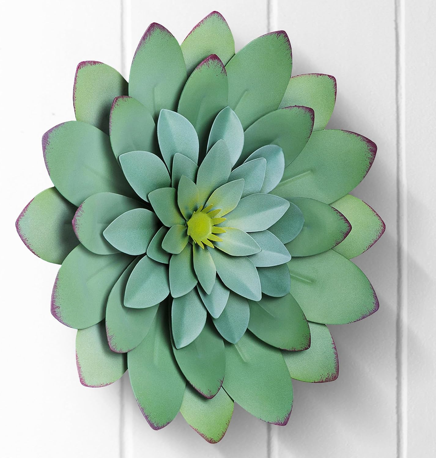 Succulent Metal Flowers Wall Decor - 3D Metal Wall Decor, Flower Art, Green