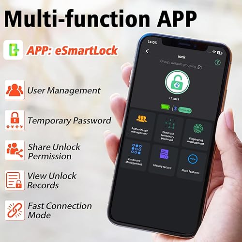 Miniatura 9 de Eseesmart Cerradura de casillero de huellas dactilares con código, candado de combinación inteligente de huellas dactilares biométricas sin llave,