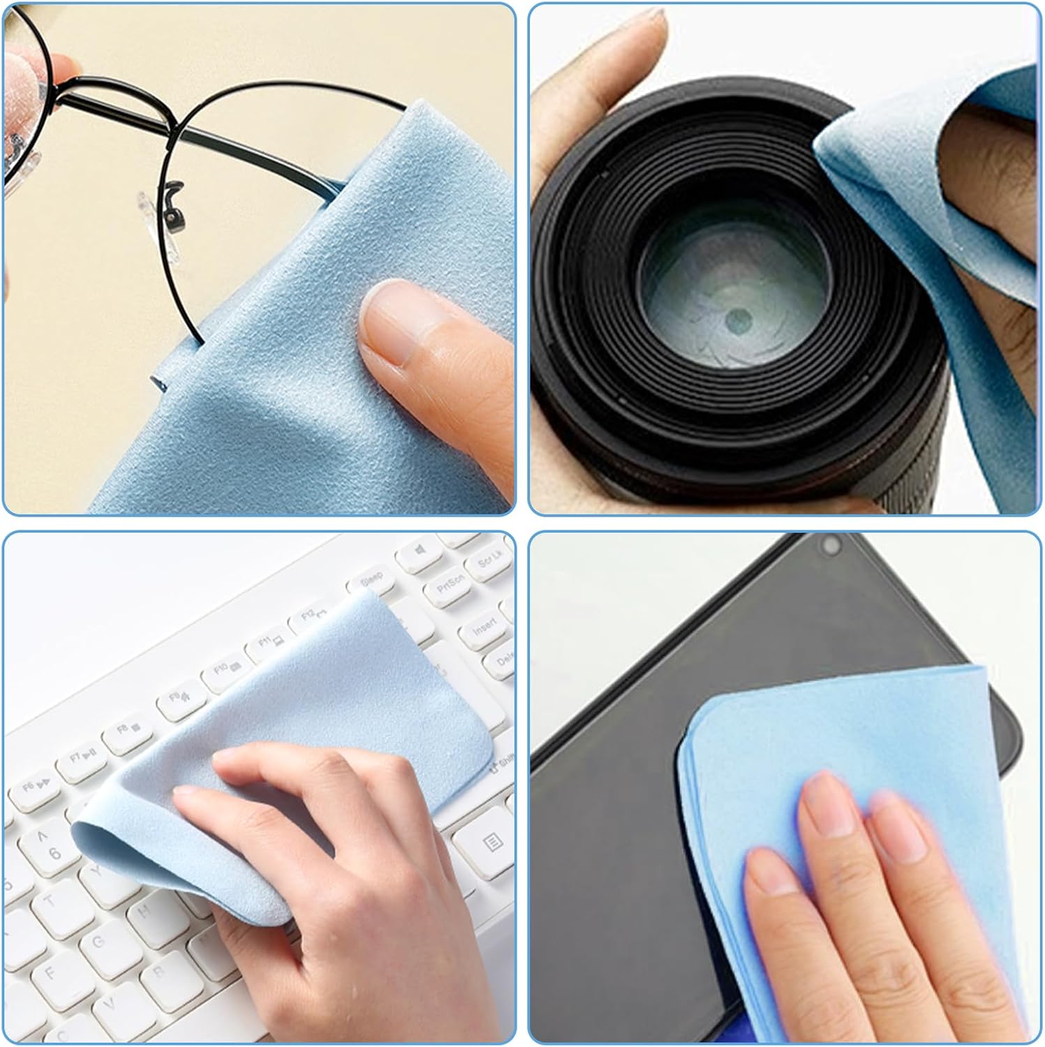 Microfiber Cleaning Cloth Ultra Soft Lint Free Streak Free for Glasses Phone Camera Lens Computer Monitor TV Electronics - Blue