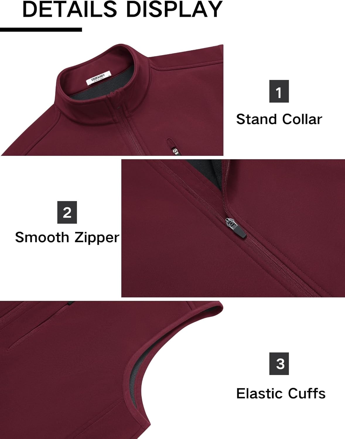 COOFANDY Mens Lightweight Softshell Vest Windproof Sleeveless Jacket Zip Up Fleece Lined Vest Outerwear for Golf Running - Image 6