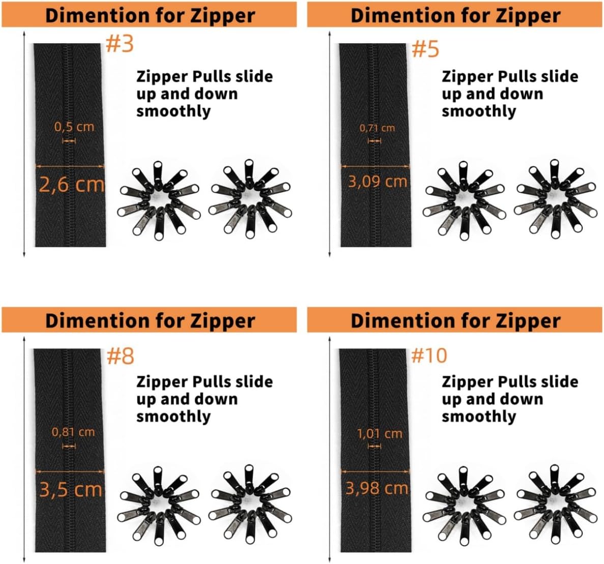 Amykite 10 Yards 360 Inches Bulk Zippers,9 Meters #10 Zipper for Sewing,Black Nylon Coil Zippers by The Yards with 20pcs Replacement Sewn Zippers for DIY Sewing Craft,Bags,Clothes,Purses etc.(Black)