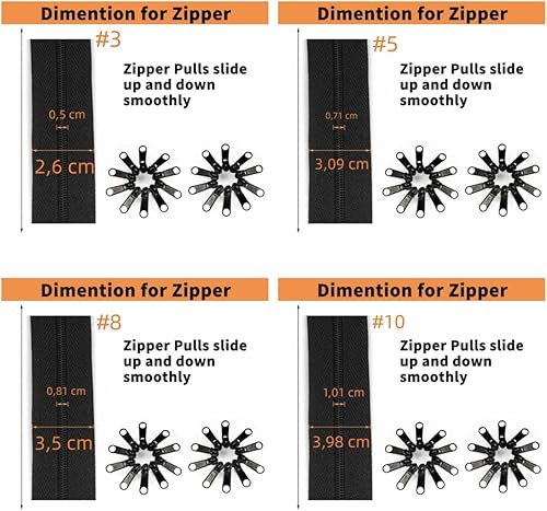 Miniatura 2 de Amykite The Yards - Cremalleras a granel de 360 pulgadas de 10 yardas, cremallera #3 de 29.5 ft para coser, cremalleras de bobina de nailon negro