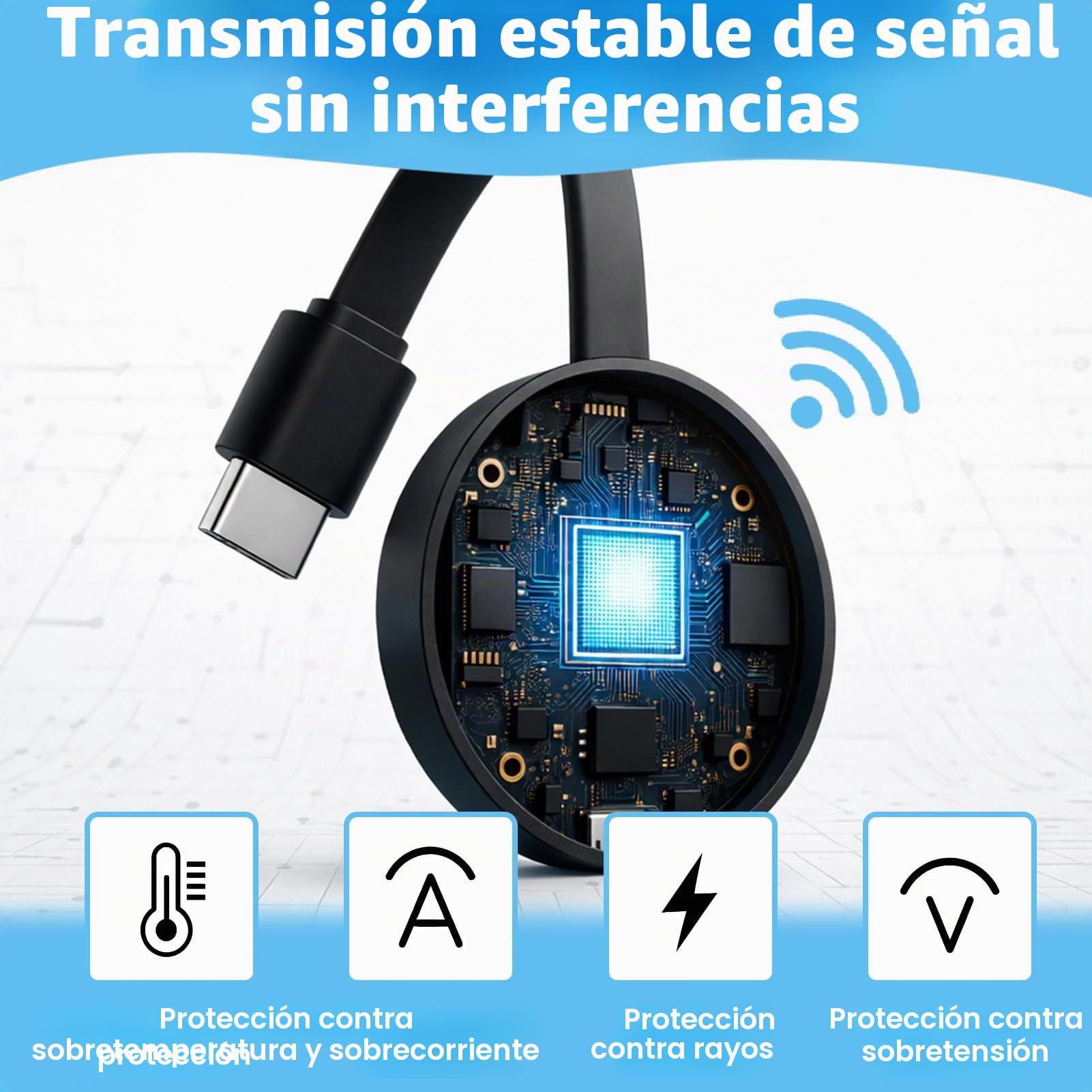 Chromecast - Dispositivo para TV, HDMI inalámbrico 3 en 1, Miracast Dongle, 2.4/5G, dongle WiFi de doble banda para TV, compatible con Airplay/Miracast/DLNA para Android/Windows/iOS/Mac OS, Plug and