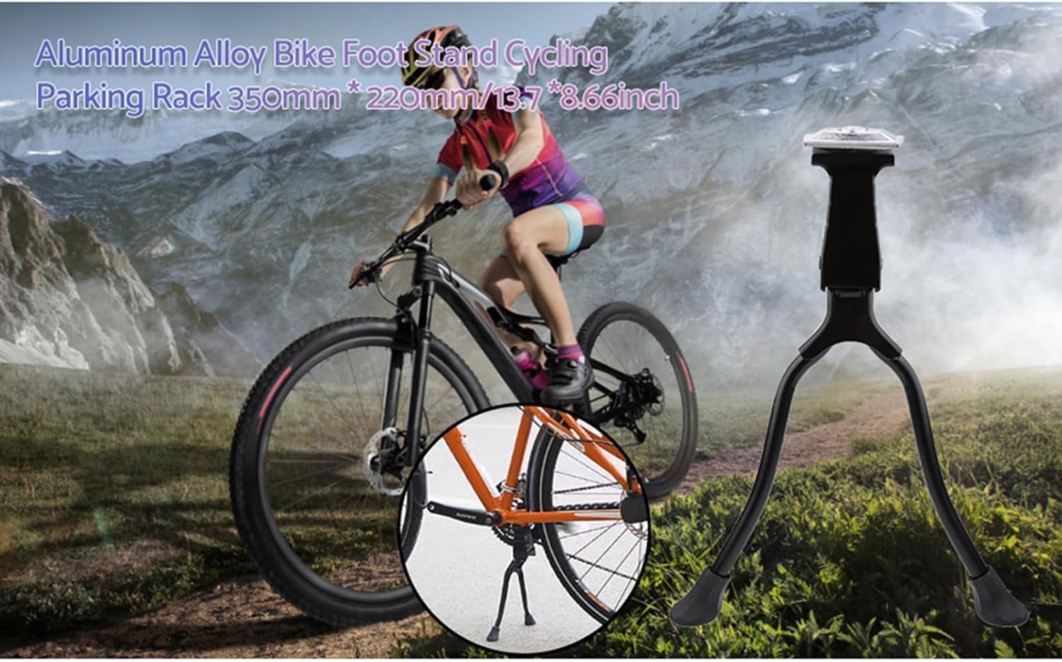 Heavy Duty Motorized Kickstands, Double Kickstand for, Prcatical Mountain Foot Stand Mount Road Double Legs Parking Rack