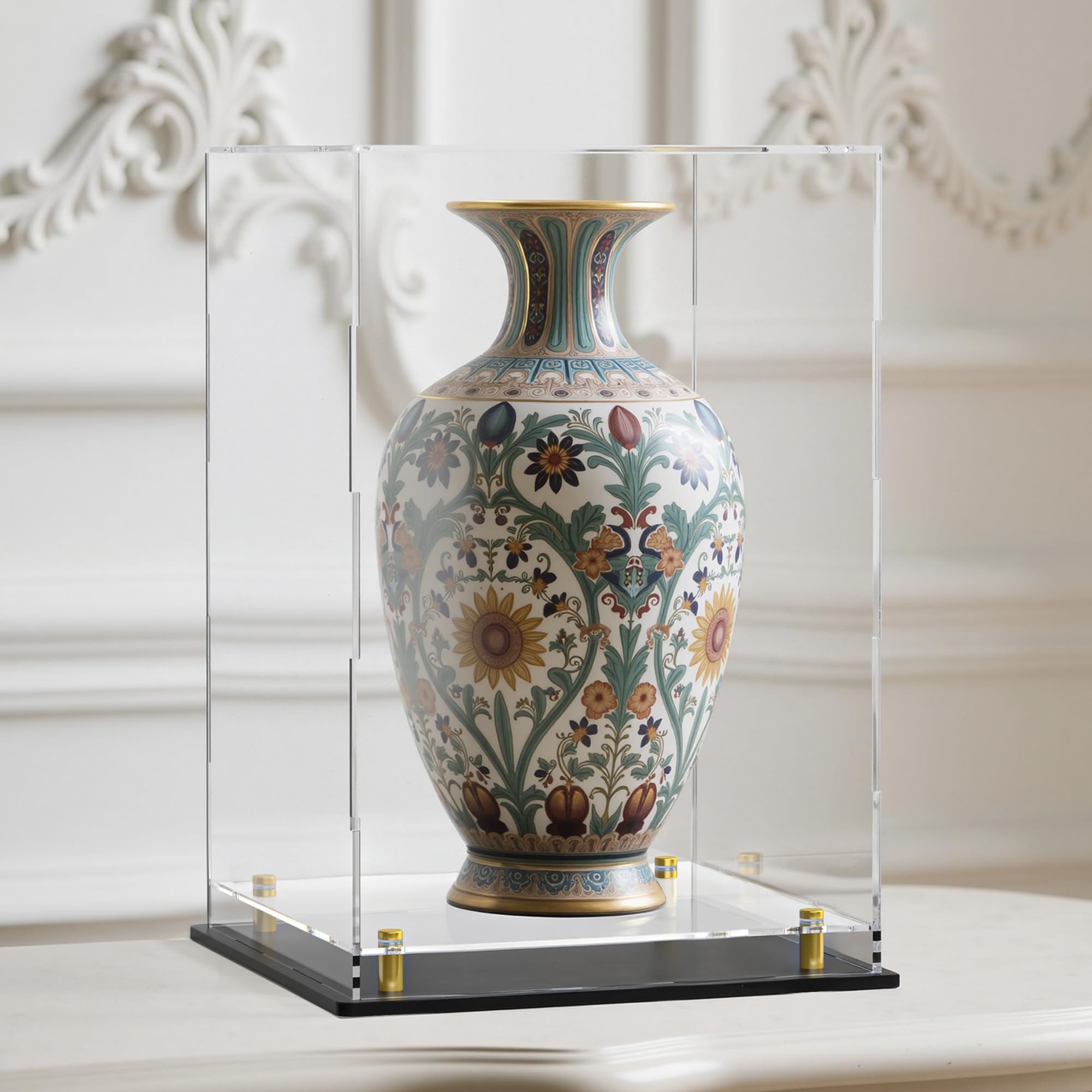 Acrylic Display Case with Removable Floating Shelf and Thick Base