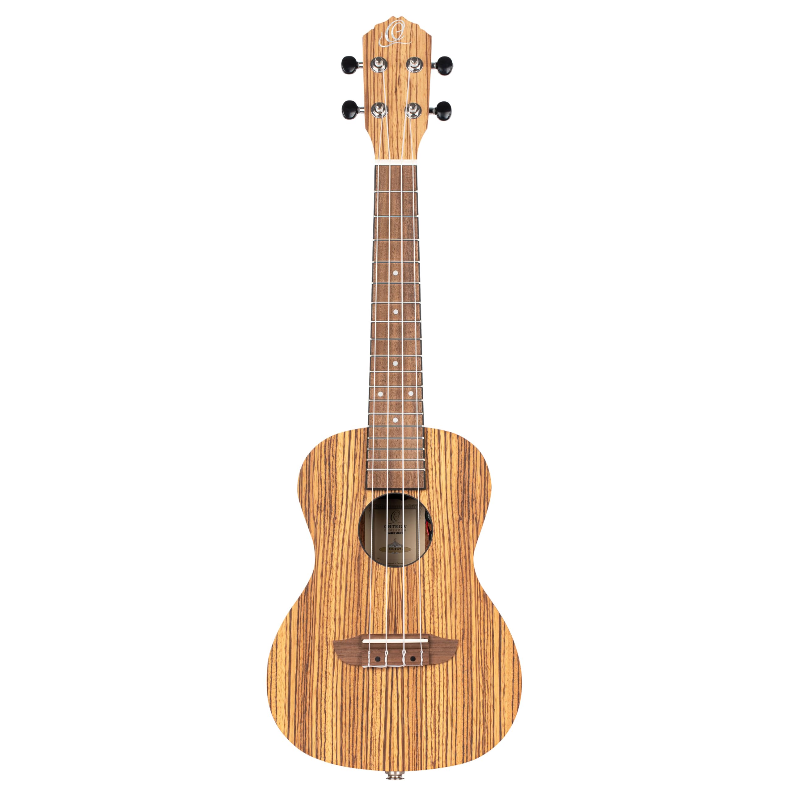 Ortega Guitars Ukulele Concerto Mancino – Elettro-Acustico – Timber Series – Gig Bag Inclusa – Zebrawood, Natural (RFU11ZE-L)