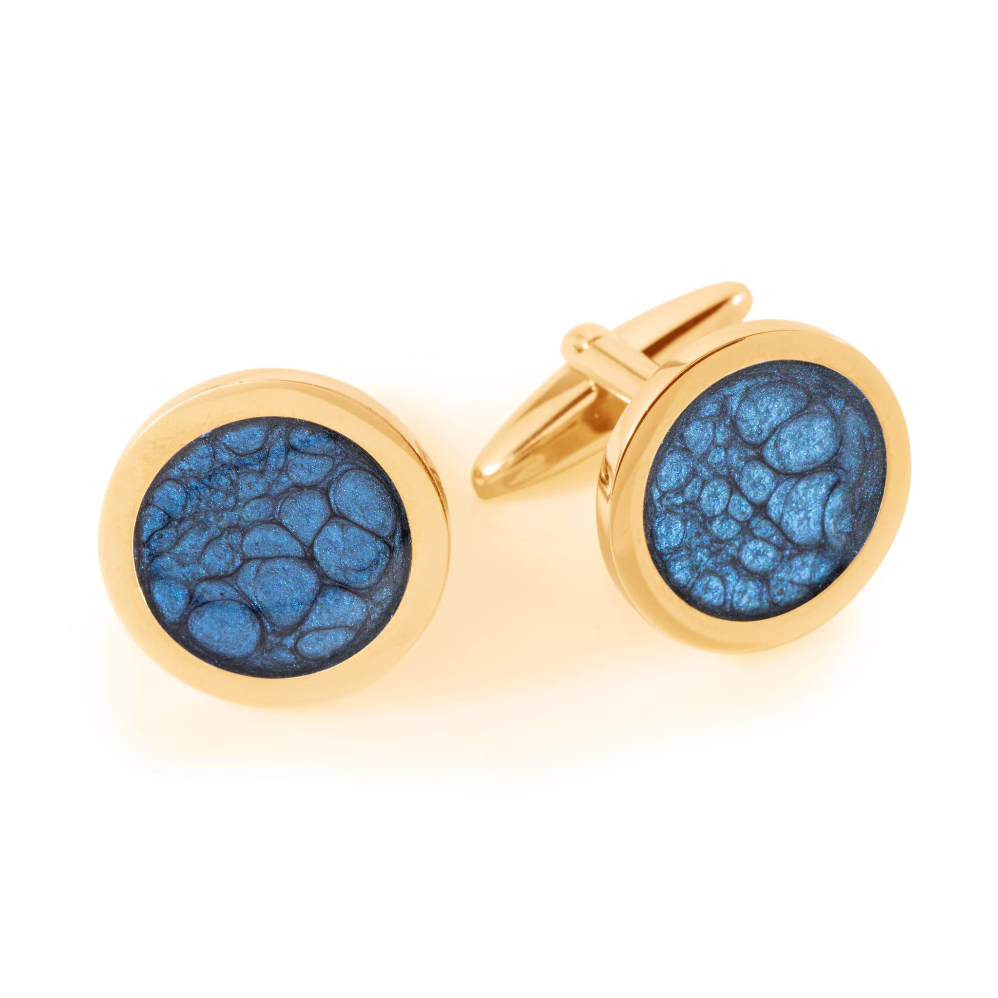 Dragon PorterClassic Handmade Stainless Steel Cufflinks Jewellery for Men (Blue Dark Gold)