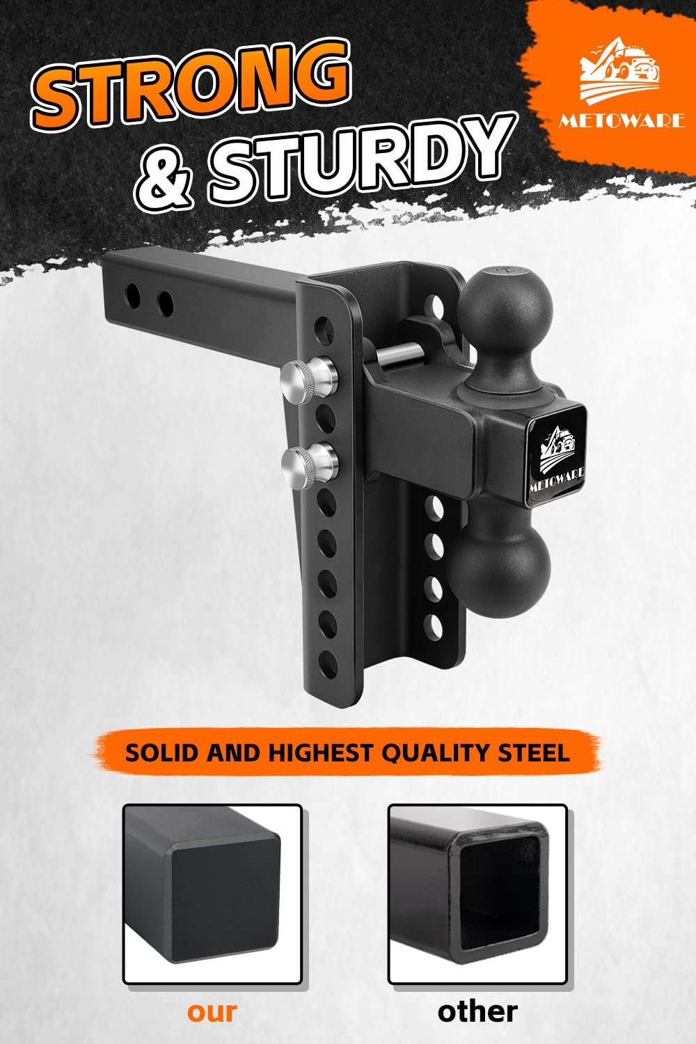 Snapklik.com : METOWARE Adjustable Trailer Hitch - Heavy Duty Tow Hitch ...