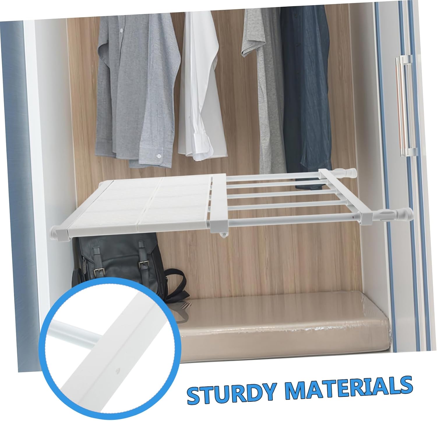 Unomor Expandable Adjustable Closet Shelf Divider for Easy No-Drill Installation Wardrobe Versatile Storage for Bedroom and Living Room Organization