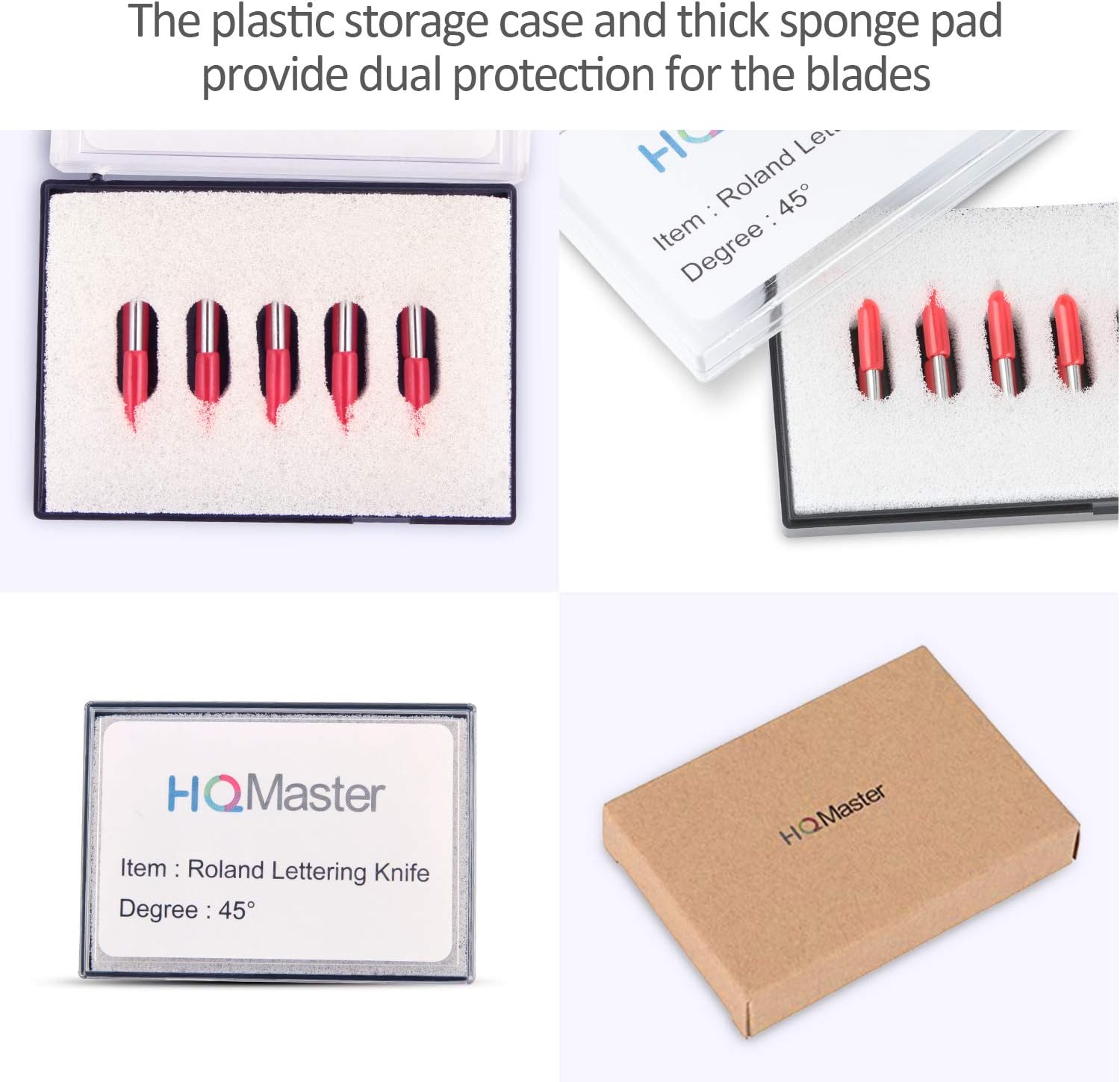 HQMaster 45 Degree Tungsten Steel Lettering Blade Vinyl Cutter Blades for Roland Cutting Plotter Red Cap Pack Of 10