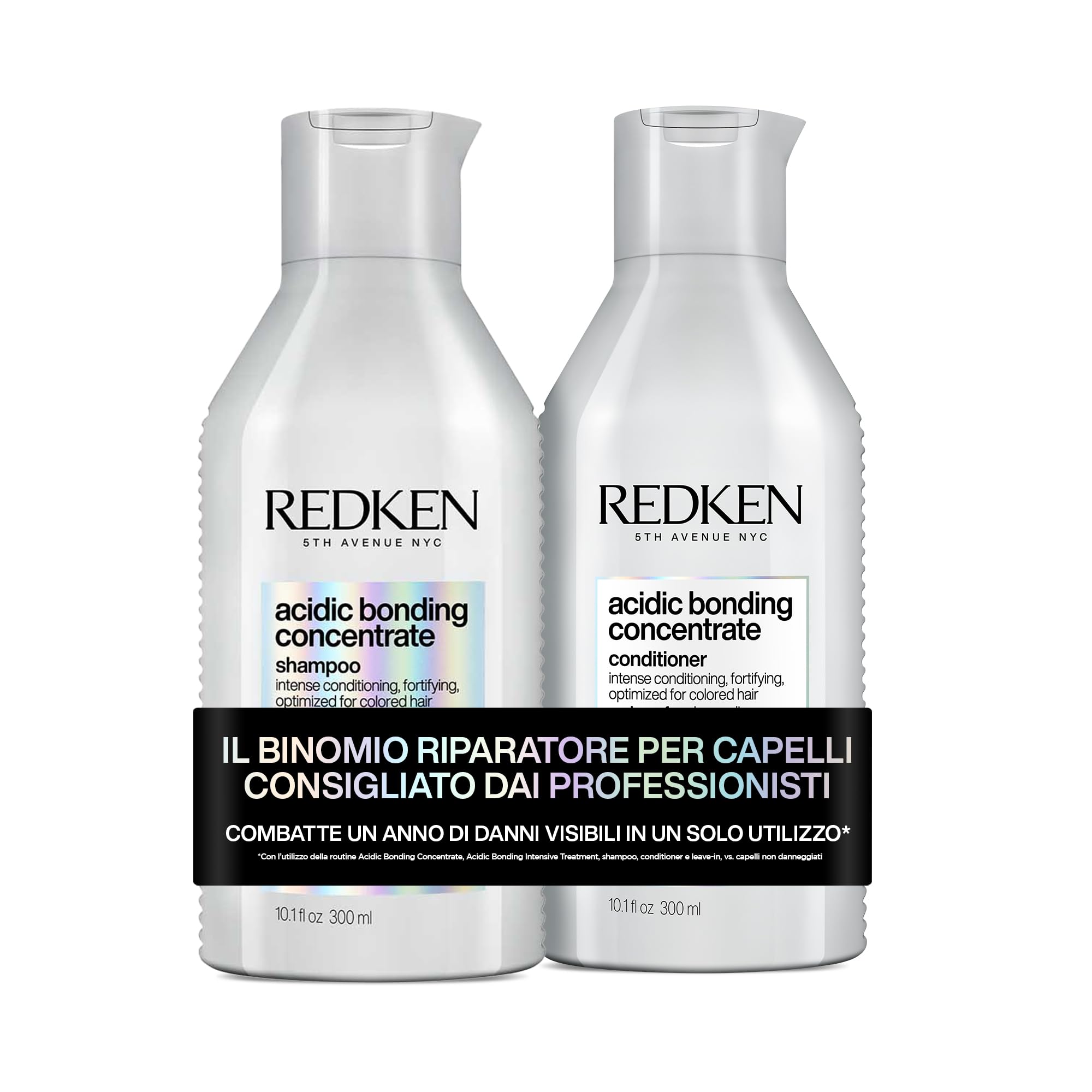 Redken | KIT Shampoo Professionale Acidic Bonding Concentrate ABC 300 ml + Balsamo ABC 300 ml | Routine Riparazione per Tutti i Tipi di Capelli Danneggiati