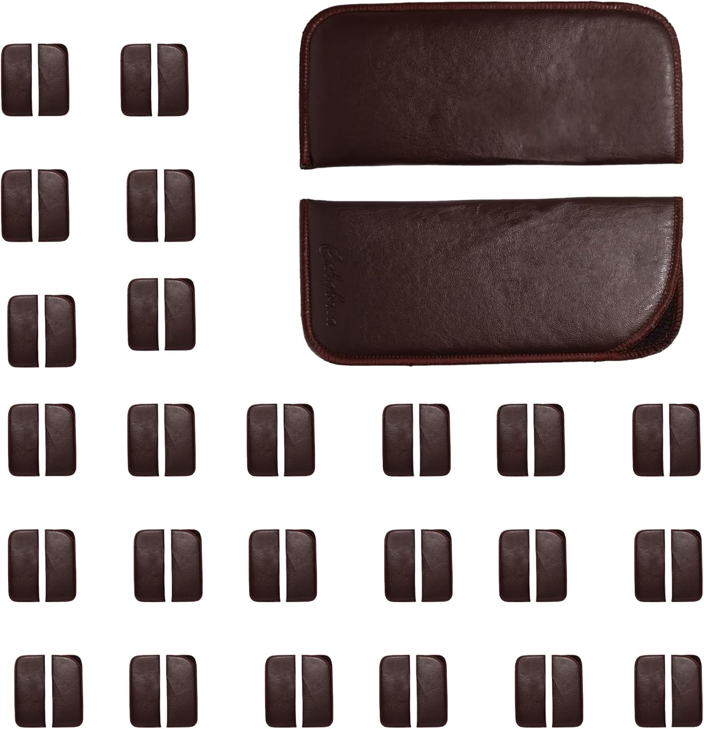 Calabria Half Slip-in Soft Eyeglass Case PU Leather Felt Black Men Women Vertical Flat Eye Glasses Pouch Sunglasses Holder - 12PACK