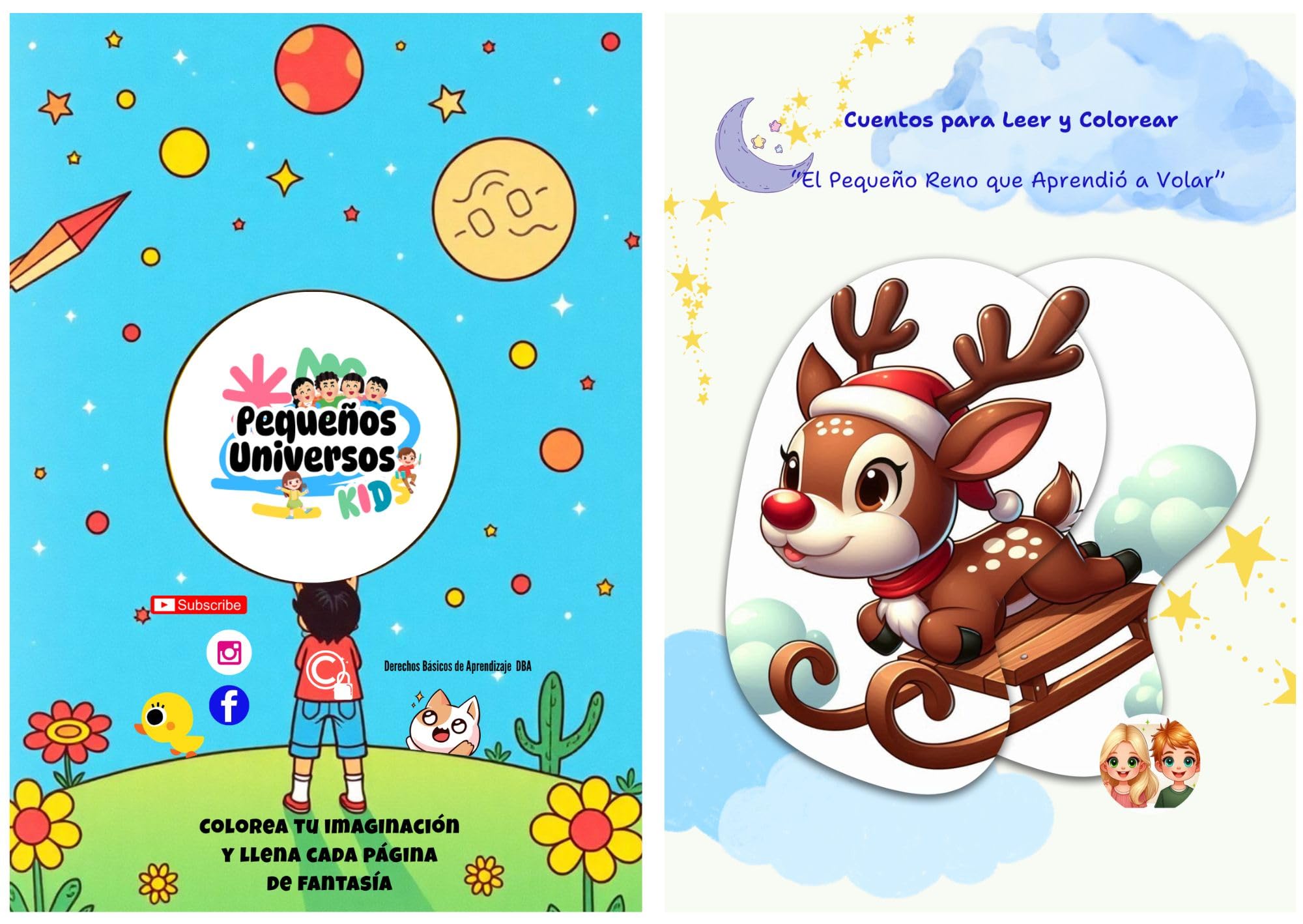 El Pequeño Reno que Aprendió a Volar: Cuentos para Leer y Colorear (Spanish Edition)