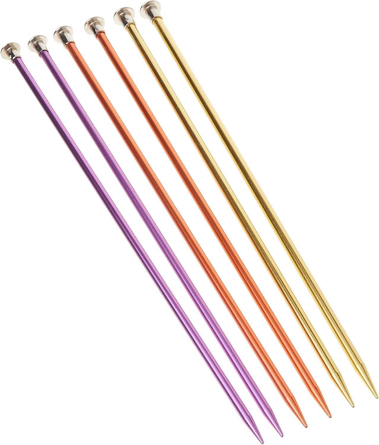 Boye Anodized Aluminum Metal Knitting Needle Set, 6pc, US Sizes 6'' - 8''