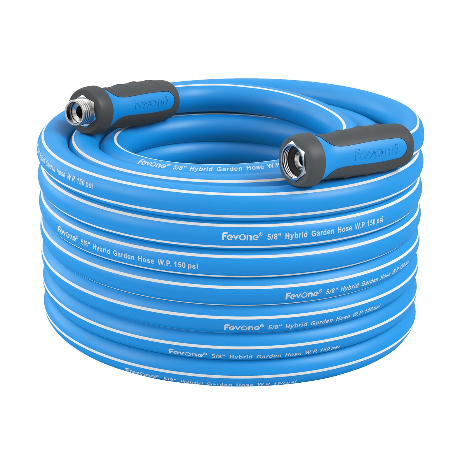 Fevone Garden Hose 55 ft., Lightweight Hybrid Water Hose, Flexible and Durable, Leak-Free Connections