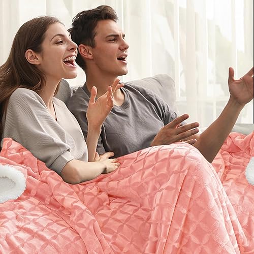 Miniatura 5 de inhand Manta de sherpa, cálida y acogedora manta suave para sofá, cama, sofá, mullida, reversible, de felpa, mullida, para adultos, mujeres y