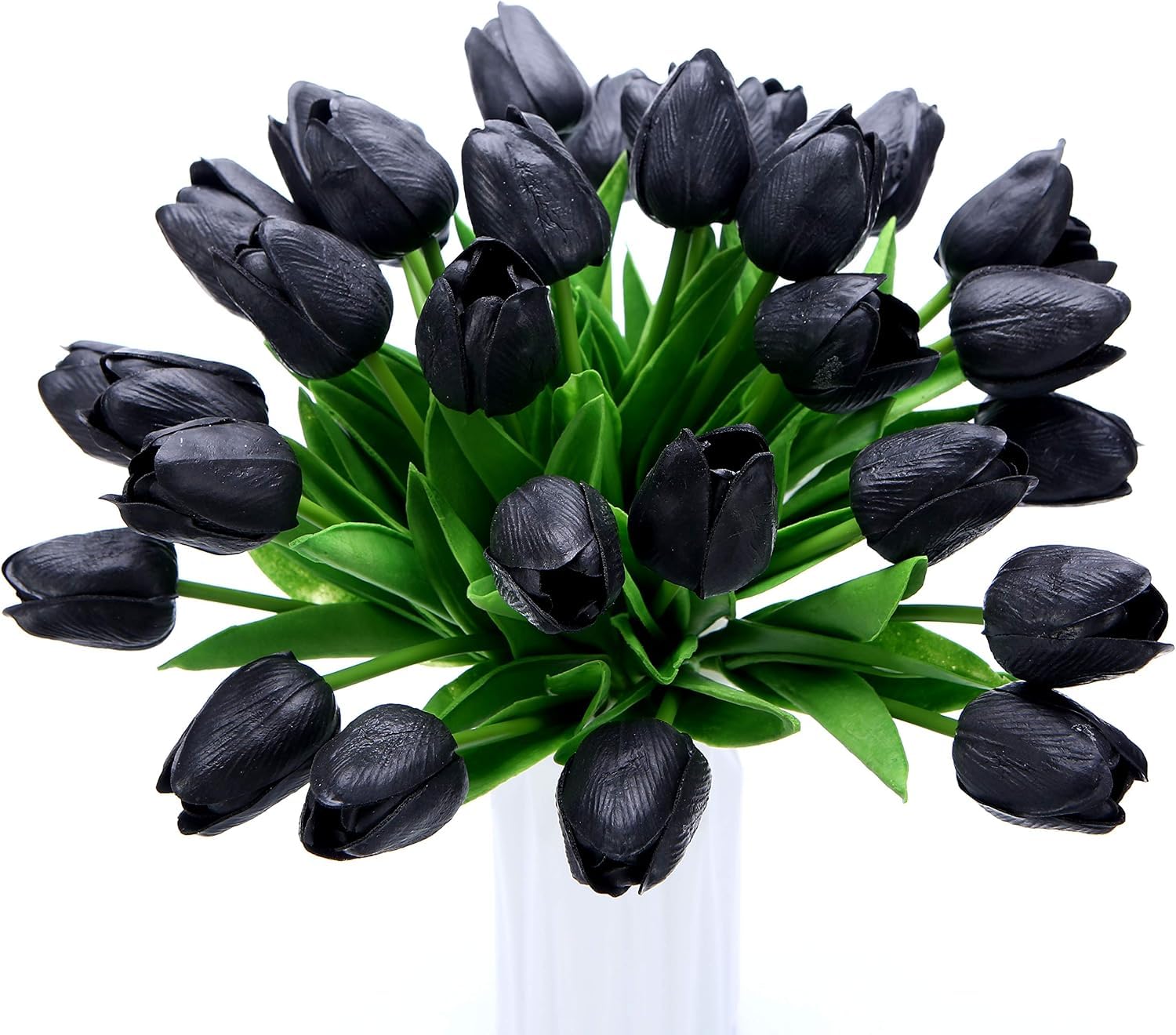 YATUOPNG Artificial Plant In Pot-Real-Touch Tulip Flowers Home Wedding Party Decor(Black)