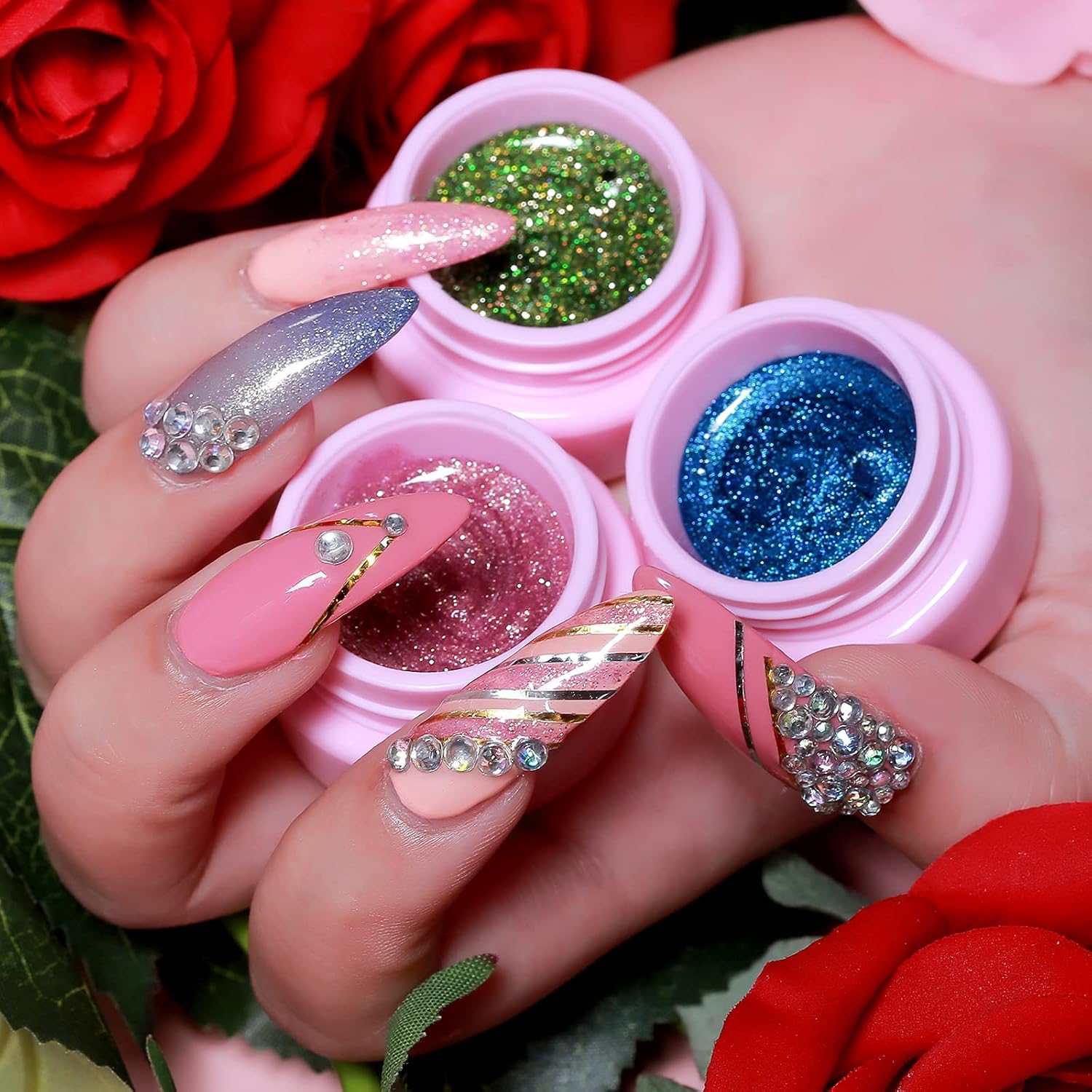 modelones Poly Nail Gel Kit with 6W LED Lamp, 8 Colors Gel Polish Set (Color Changing Gel Included), 3 Colors Poly Extension Nail Gel, 10ml Base and Top Coat, DIY Manicure Gel Nail Kit for Beginner