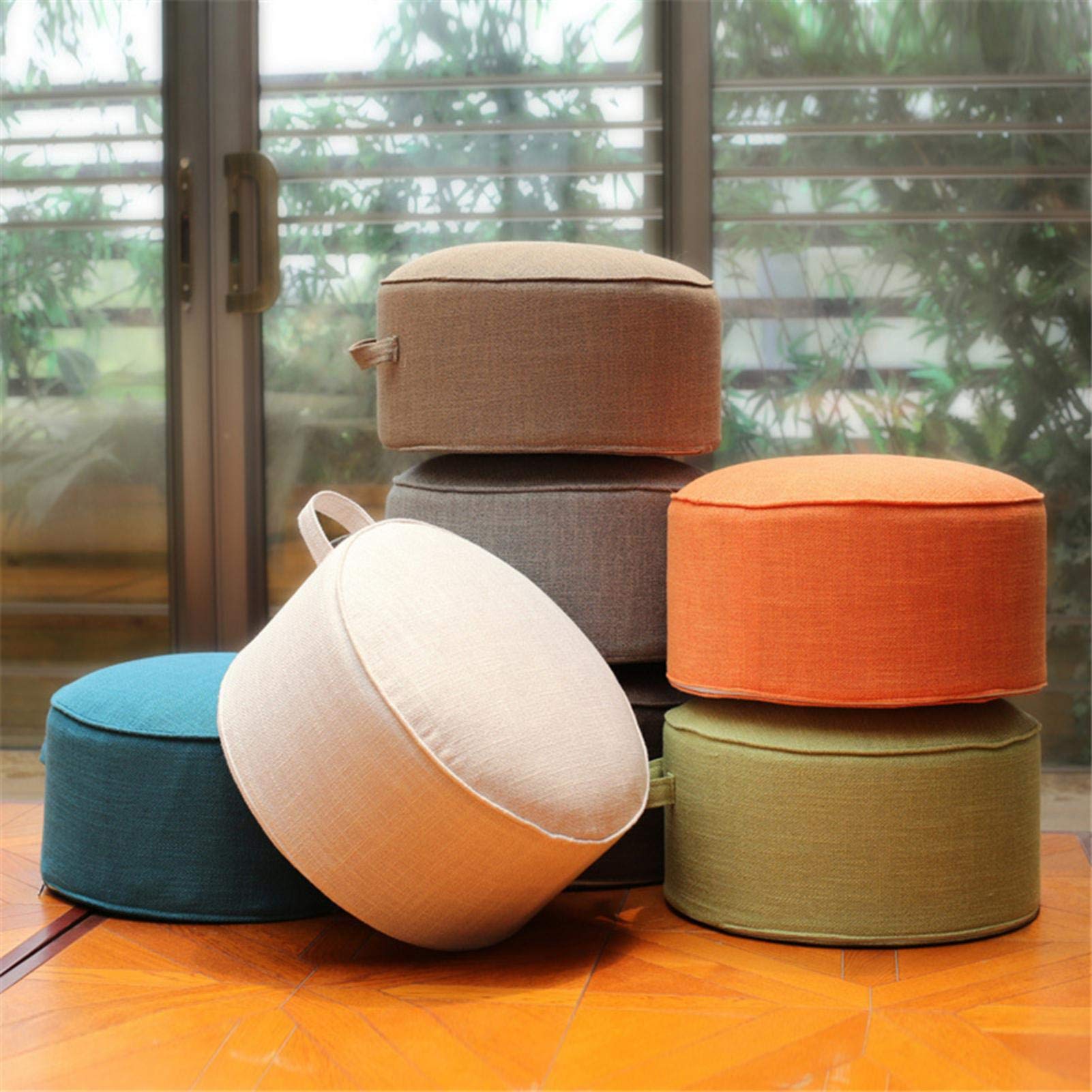 Cuscino Per Meditazione In Lino - Rotondo, Imbottito, Per Yoga E Relax - Foto 3