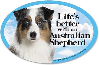 Australian Shepherd Oval Dog Magnet for Cars (and fridges too!). Includes bonus “I Love My Dog” decal.