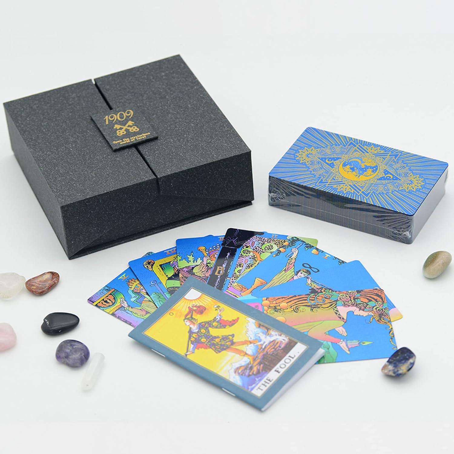 Tarot Cards Deck, Water Proof with Guidebook Divination Discoloration Cards, Fortune Telling Game Set for Family Reunion Beginners Expert Readers for Christmas Birthday, E