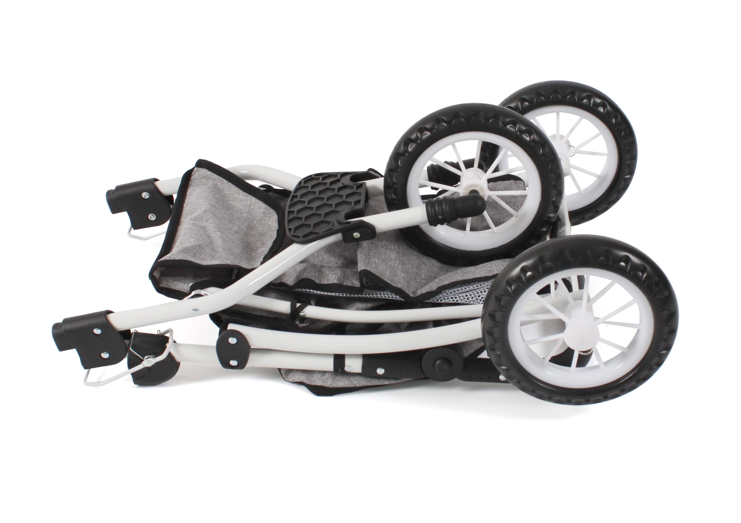Bayer Chic 2000 Puppenwagen Leon | Jogging Buggy | Jeans Grau | Sportlicher Puppenjogger für Kinder von 4 bis 8 Jahren. Mit großem Sonnendach, höhenverstellbarem Griff & viel Stauraum.
