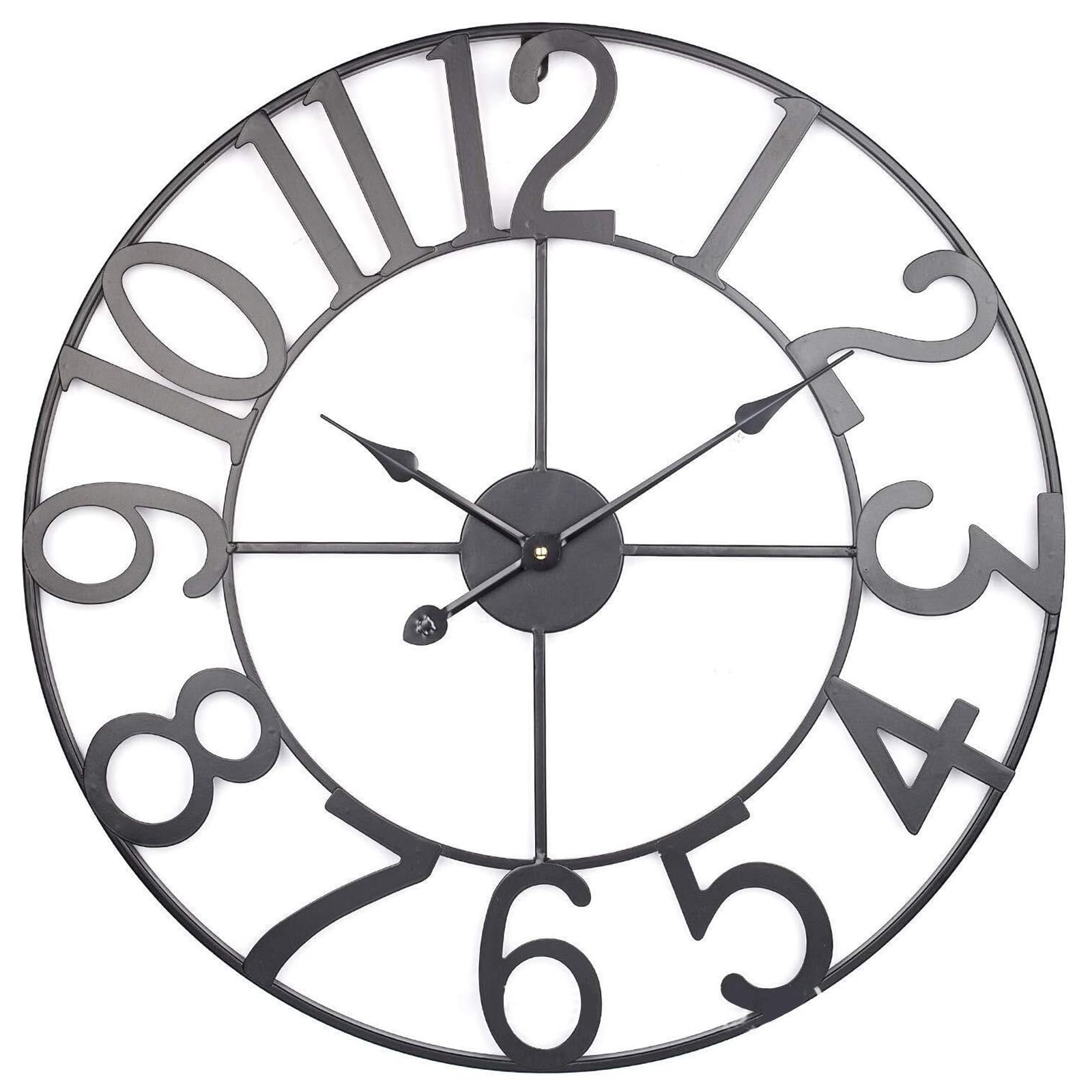 Wall clock Wall Clock,Outdoor Clock,Garden Clock,Metal Retro Roman Numeral Clock, Outdoor Garden Round Clock, Rustic Country Vintage Industrial Wall Clocks for House Living Room Kitchen Wall,C-60cm