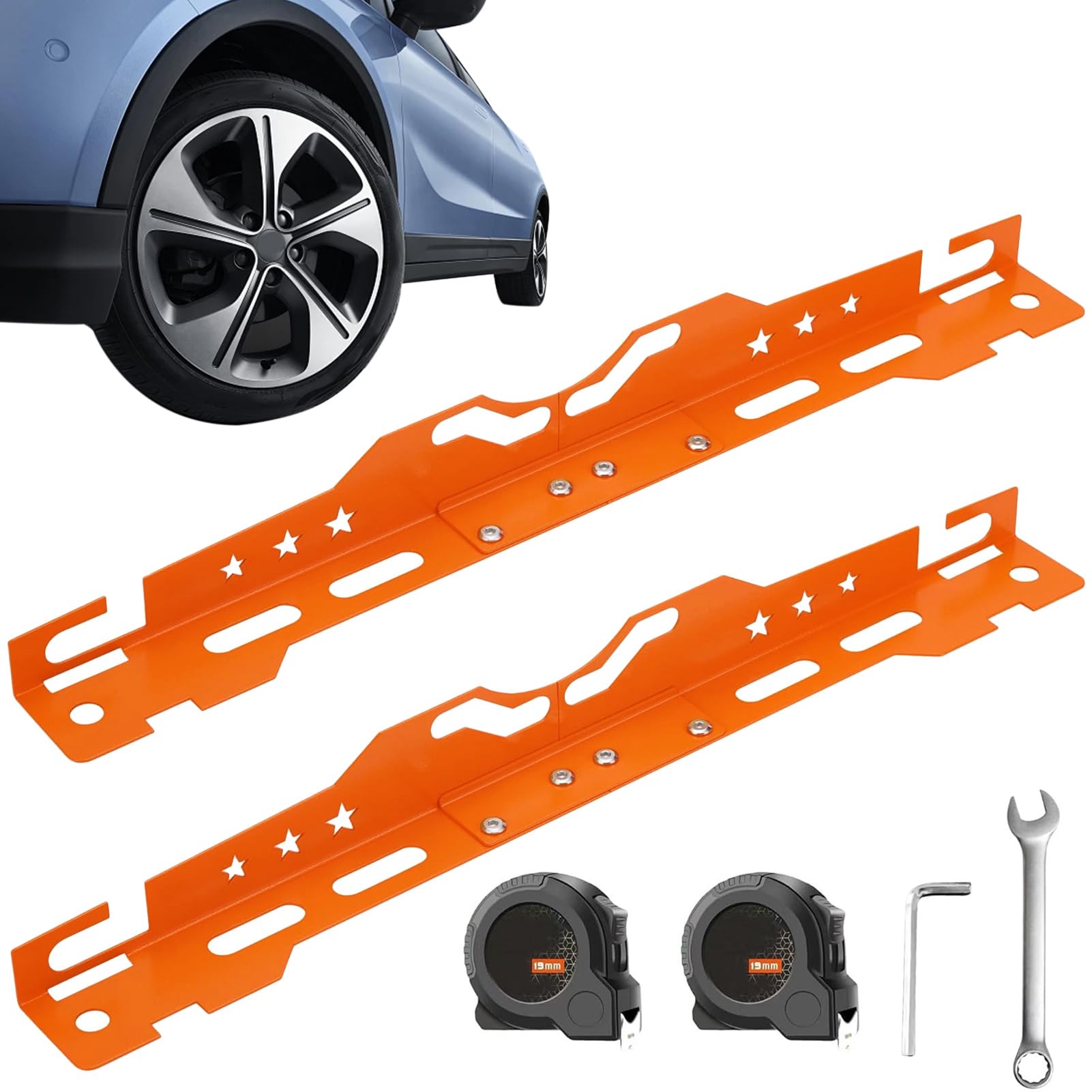 LIROPAU Kit 2 Plaques Alignement Roues - Outil Parallélisme Toe-In/Toe-Out Acier Inoxydable Pour Voiture, Utilitaire, Camion