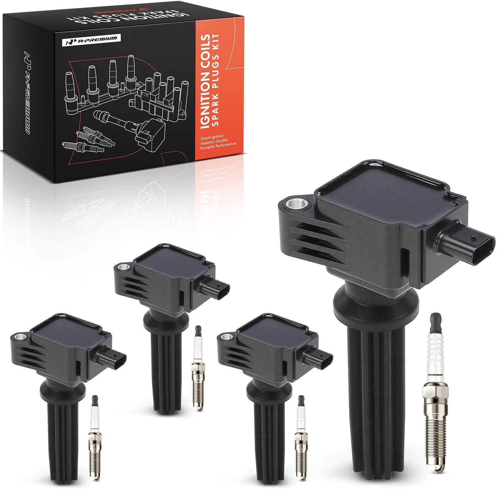 A-Premium Set of 4 Ignition Coil Pack and Iridium Spark Plugs