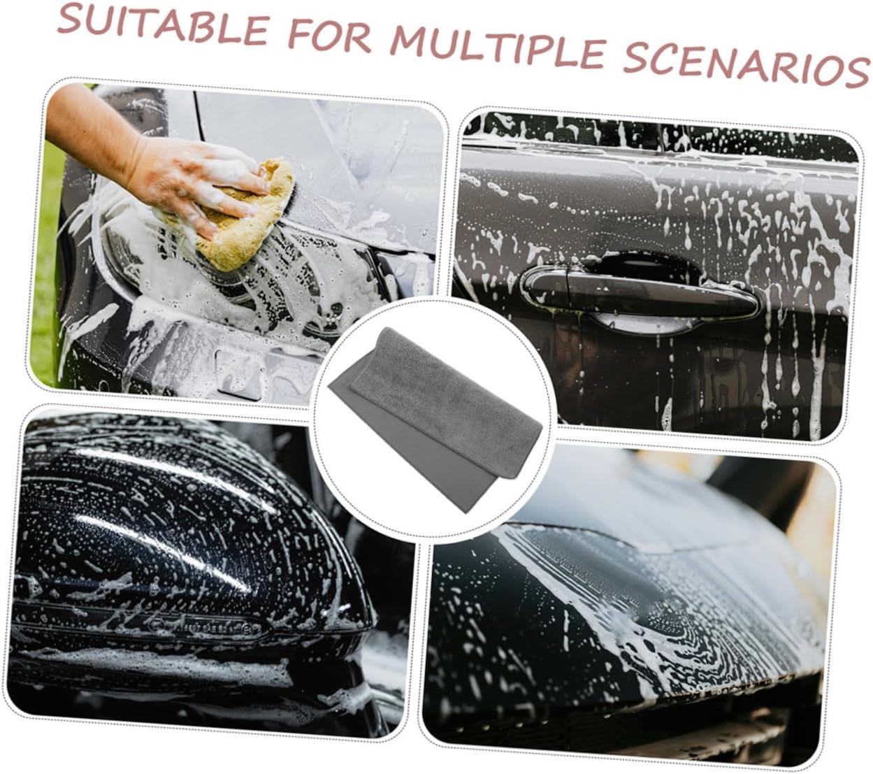 2pcs Microfiber Towels for Cars, Double-Sided Thickened Absorbent Car Wash Cloths 30x30cm, Rapid Drying Vehicle Cleaning Rags for Interior and Exterior Detailing