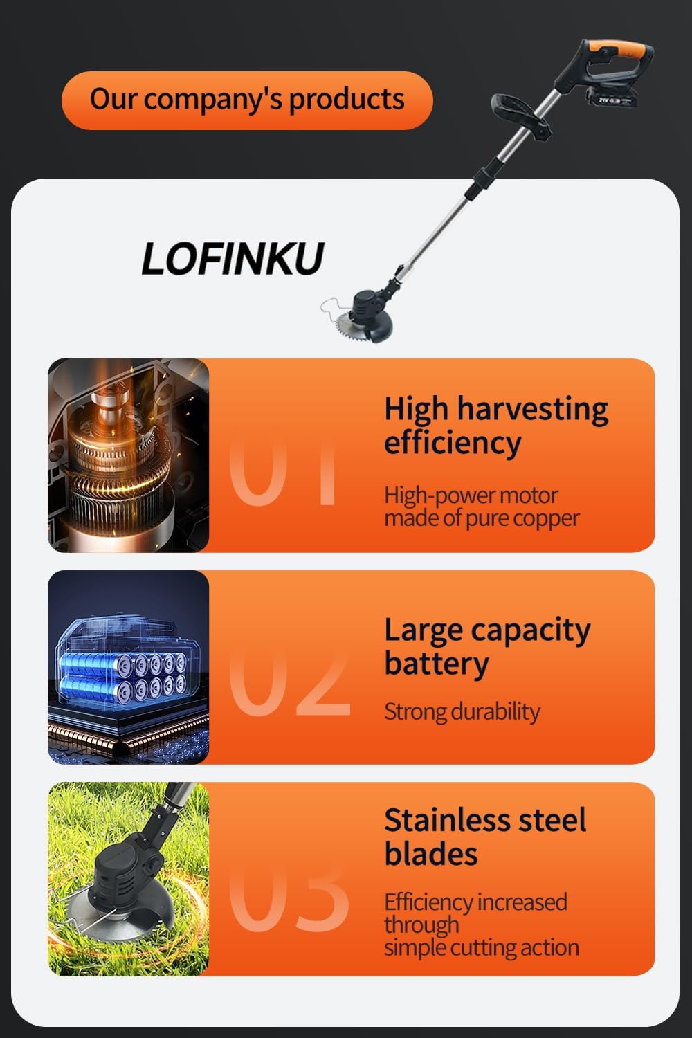 Cordless Weed Wacker,Electric Weed Eater,Grass Trimmer Cordless,2 Batteries,Lightweight and Foldable Design,Weed Erimmer,Black