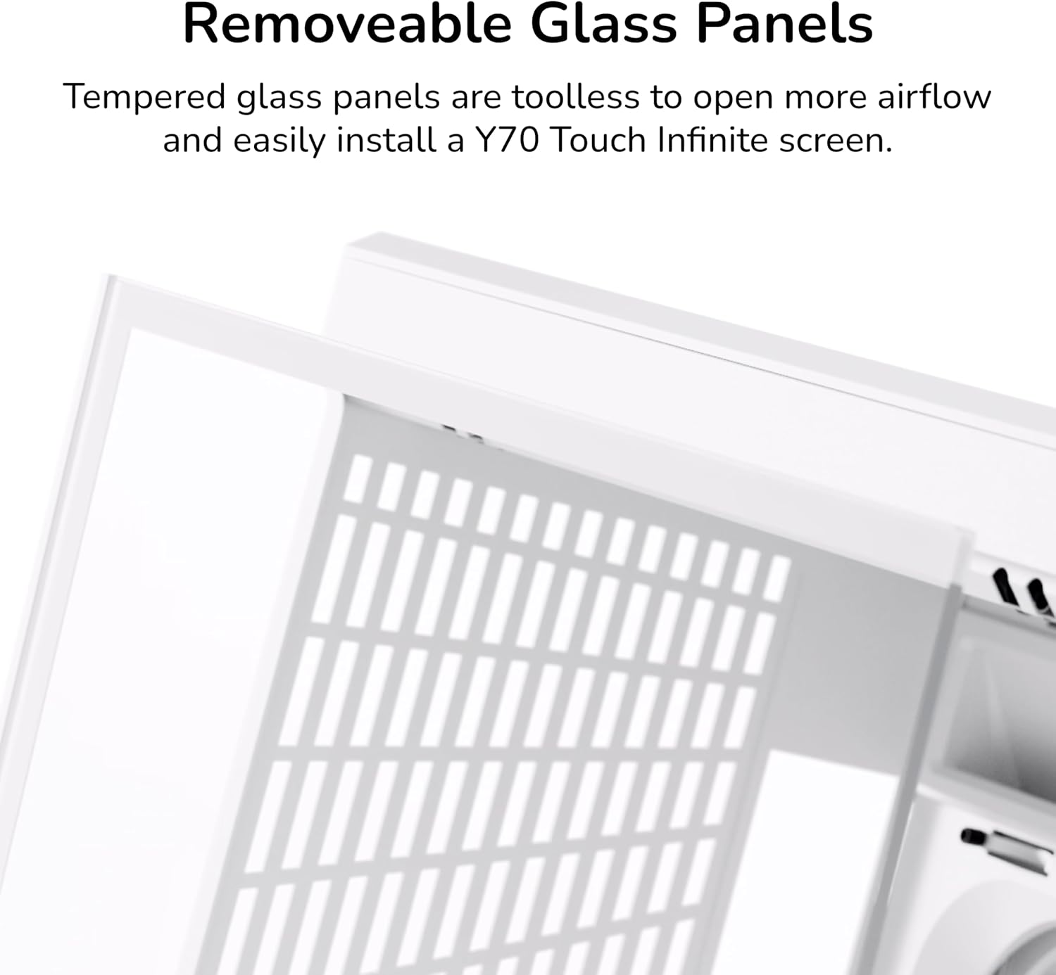 Hyte Y70 Upgraded Modern Aesthetic Dual Chamber Panoramic Tempered Glass Mid-Tower ATX Computer Gaming Case with PCIE 4.0 Riser Cable Included, Snow White (CS-HYTE-Y70-WW)