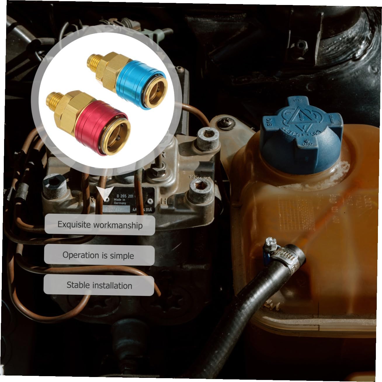 2Pcs Air Conditioning Quick Coupler Adapter High Pressure Low Pressure Connectors for Auto Recharge Easy Identification for Diagnosis and Evacuation