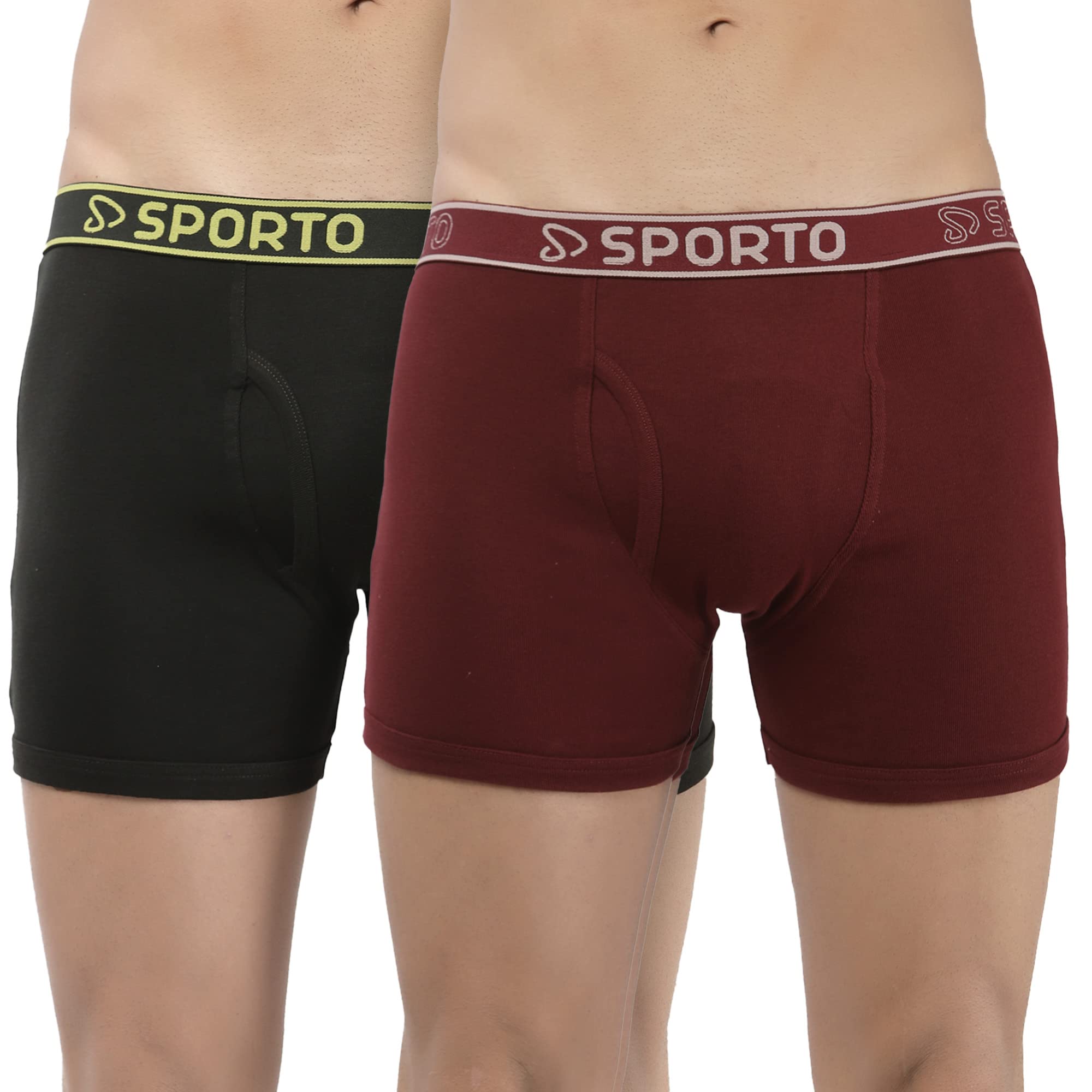 sporto Men's Mid-Rise Super Soft & Comfortable Solid Cotton Ribbed Long Trunks with No-Fold & No-Pinch Elastic Waistband (Combo Pack)-picture-30