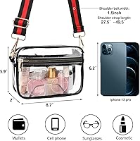 Vista 15 de WEDDINGHELPER Bolsa cruzada transparente, bolsa transparente aprobada para estadios con correa ajustable para conciertos deportivos, festivales