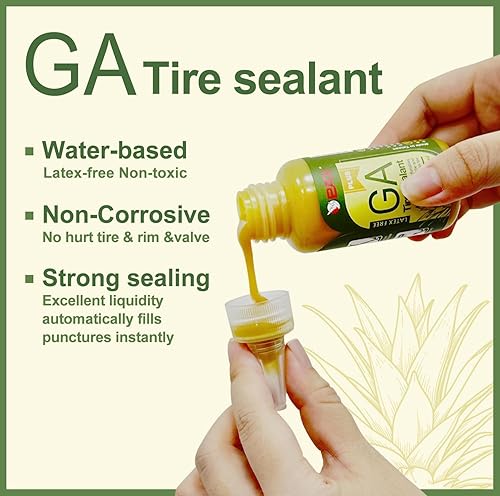Miniatura 9 de PAX Sellador de neumáticos GA de 8.5 fl oz, salvador de prevención plana, sellado fuerte, no corrosivo, apto para motocicletas y bicicletas,