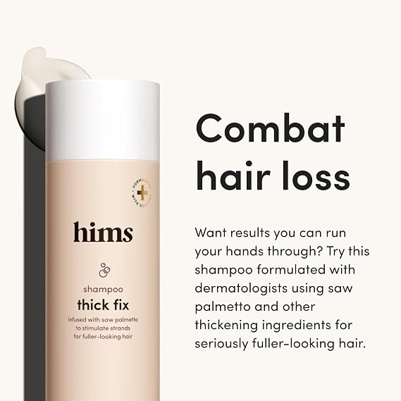 HIMS Thick Fix Hair Thickening Shampoo for Men - Hair Loss Shampoo with Saw Palmetto and Niacinamide - No Parabens or Sulfates, Vegan and Cruelty Free - Eucalyptus Grove - 6.4 fl oz