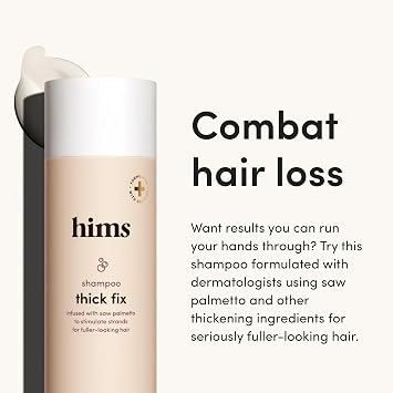 HIMS Thick Fix Hair Thickening Shampoo for Men - Hair Loss Shampoo with Saw Palmetto and Niacinamide - No Parabens or Sulfates, Vegan and Cruelty Free - Eucalyptus Grove - 6.4 fl oz