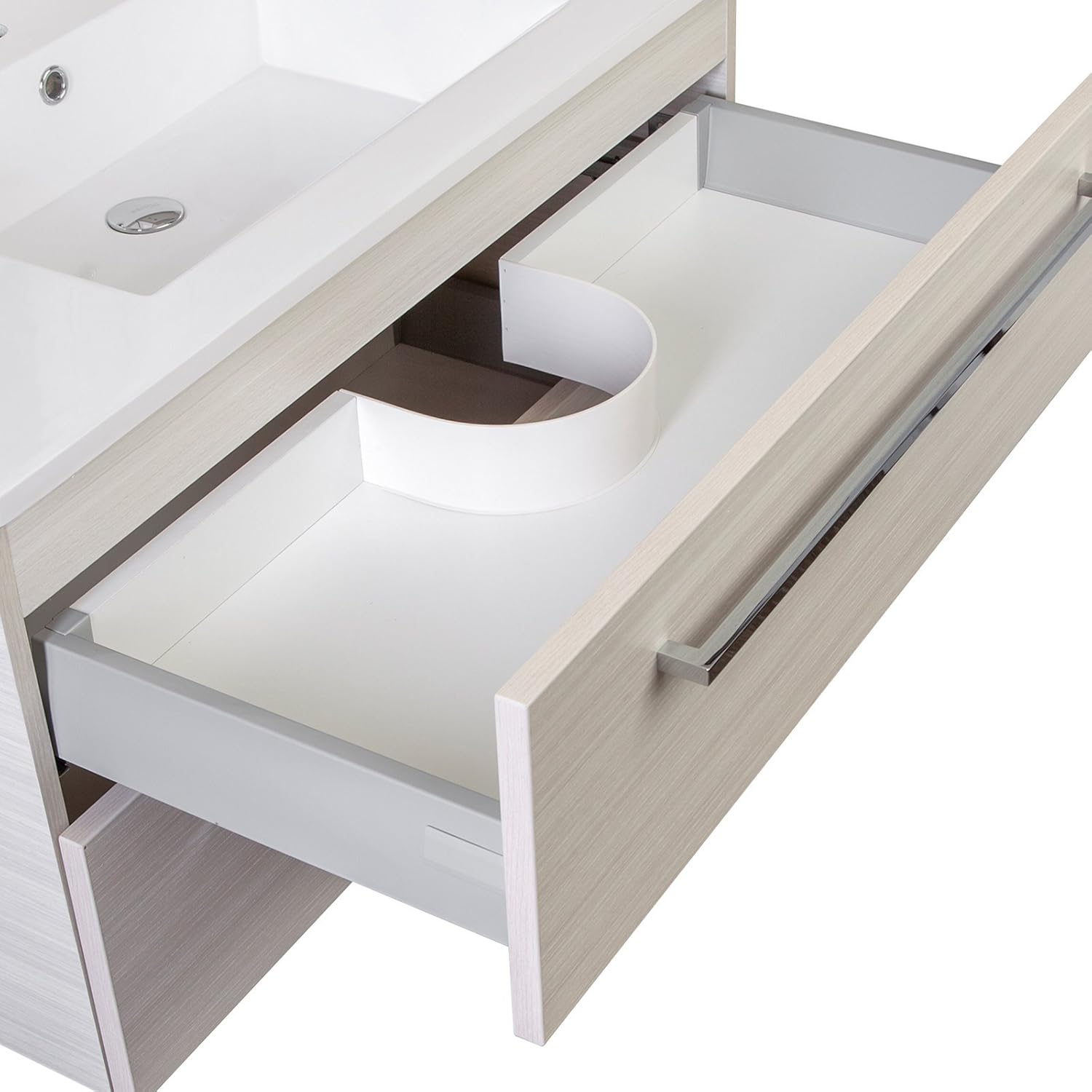 Cutler Kitchen and Bath Silhouette 30 inch Wall Mounted Bathroom Vanity with Sink, Cultured Marble Top - Bathroom Sink Vanity with Soft Close Storage Drawers, Zambukka