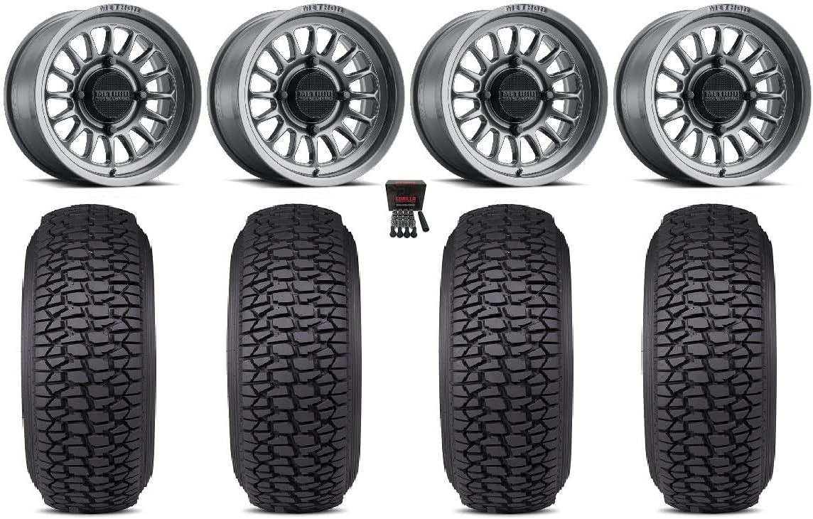 Bundle - 9 Items: Method 411 15" Wheels Ti (5+2) 30" Regulator 2 Tires [4x156 Bolt Pattern 12mmx1.5 Lug Kit]
