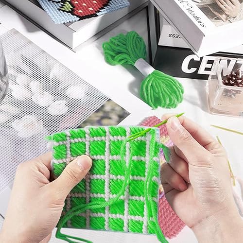 Miniatura 7 de 5 hojas de lona de malla de plástico de 13 x 10.2 pulgadas, 7 lienzos de plástico transparente para bordar, manualidades, hilo acrílico,