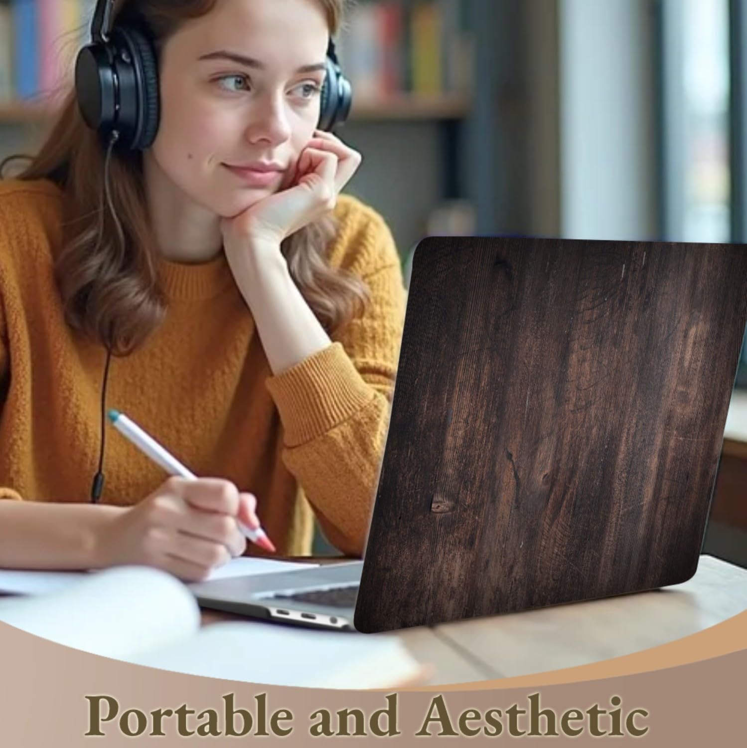 Laptop Cover Compatible with MacBook Pro 13 Inch Shell Case Model A1278 Released 2008 2009 2010 2011 2012 with CD-ROM, Plastic Slim Hard Laptop Shell Case, Black Woodgrain