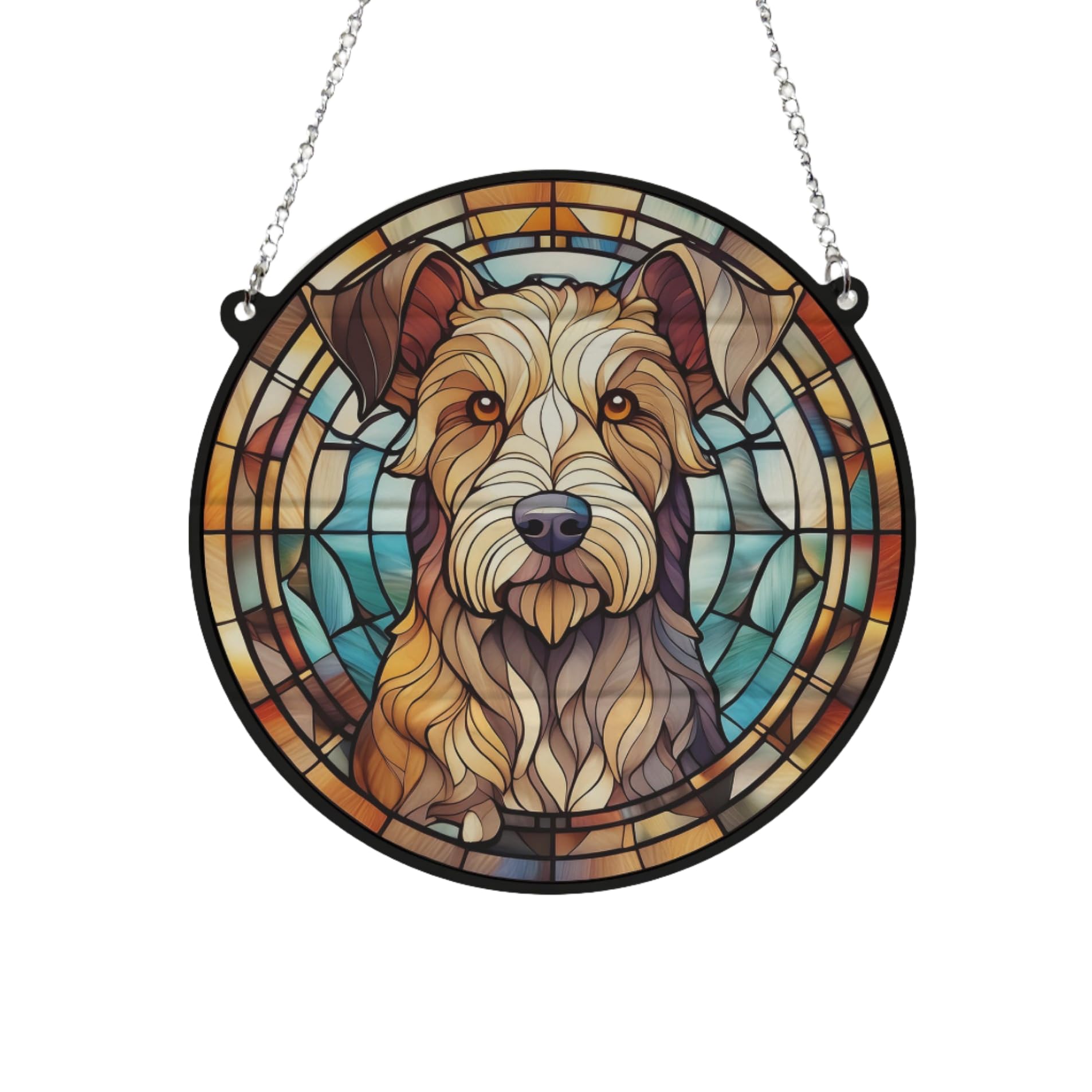 Lakeland Terrier Stained Glass Effect Suncatcher Gift for Dog Lovers - 19cm