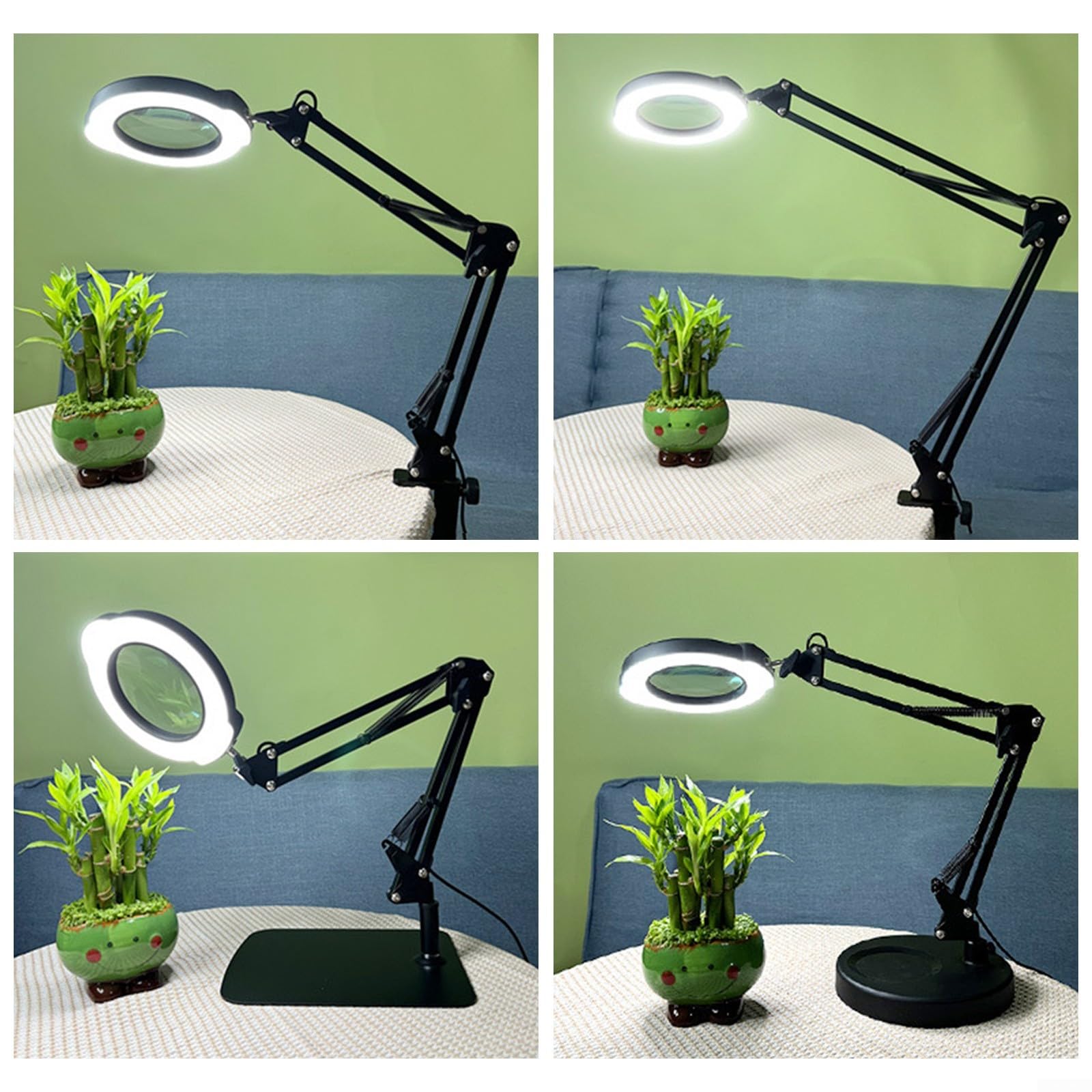 Lampada con lente d'ingrandimento a LED, 5 modalità, dimmerabile, con clip