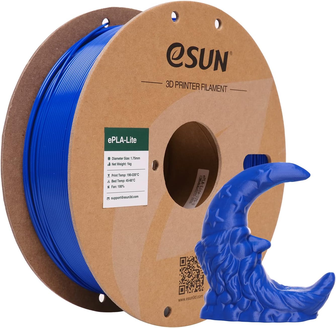 1.75mm PLA Lite Filament, 1KG (2.2 LBS), Blue, 3D Printer Filament