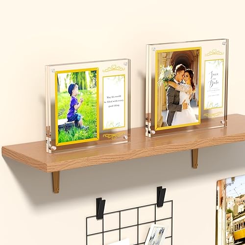 Miniatura 4 de NIUBEE Marco de fotos de boda de 4 x 6, marco de fotos magnético acrílico para exhibición de mesa.