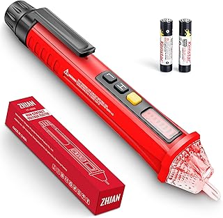 ZHJAN Non-Contact Voltage Tester with Dual Range AC 12V-1000V/48V-1000V, Buzzer Alarm,Voltage Sensitivity Electric Pen with LCD Display, Voltage Tester for Live/Null Wire Judgment(Includes Batteries)