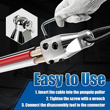 69705 Wire Pulling Grip Penguin Puller Jr. Wire Pulling Attachment Head with 4000 lbs Max Pull Strength, Electrical Cable Pulling Tool, Heavy Duty Wire Penguin Puller Tool for 2/0 to 4/0 Wires