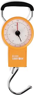 Mechanical Luggage Scale with Tape Measure, Up to 75 Pounds (Orange) - Lift Slowly