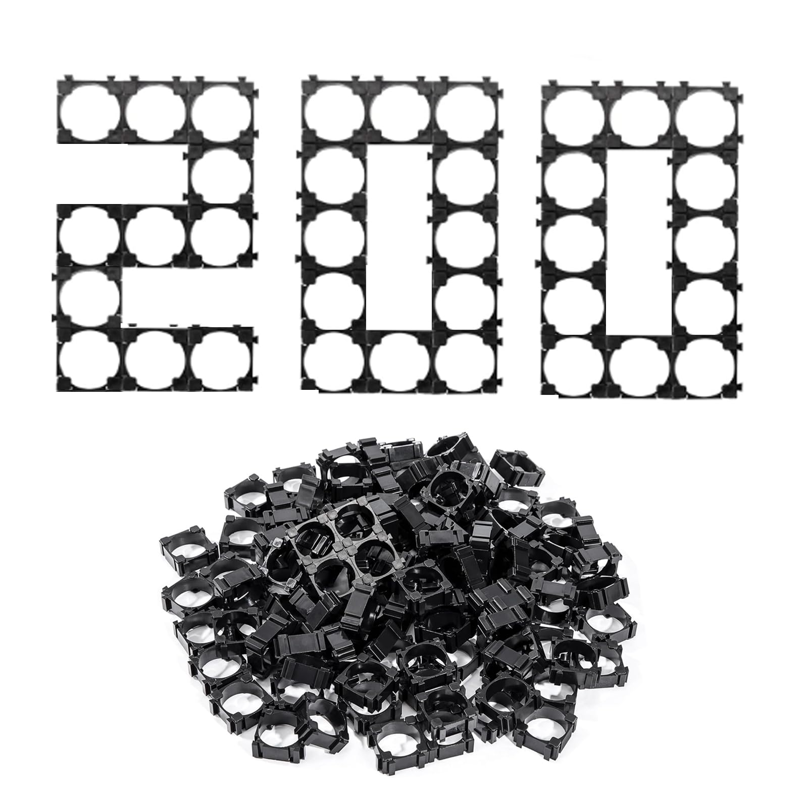 100 Stück 18650 Batteriehalter – Zylindrische Basis Aus ABS+PC, Splißbar, Für DIY Akkupacks, Schwarz